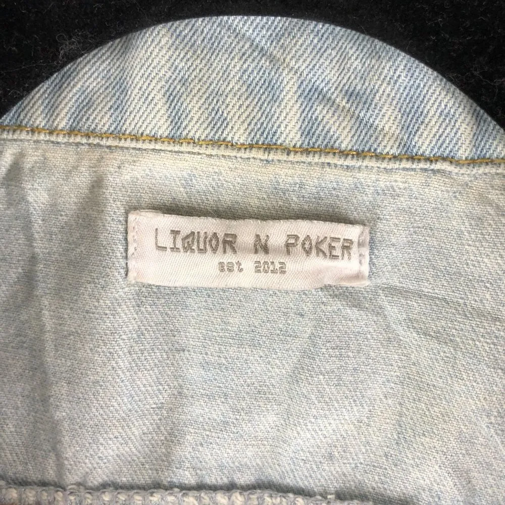 Liquor N Poker Womens Denim Jacket Vintage Retro Trucker Light Wash Cotton M Blue Size M - Image 6