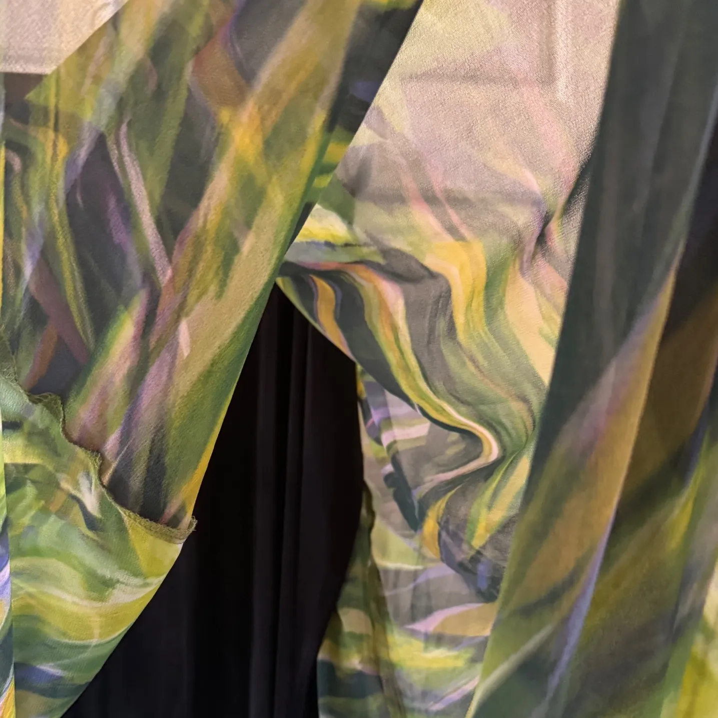 Y2K Vintage Lane Bryant sz18/20 Sheer Green Watercolor Maxi Skirt Statement Plus - Image 5