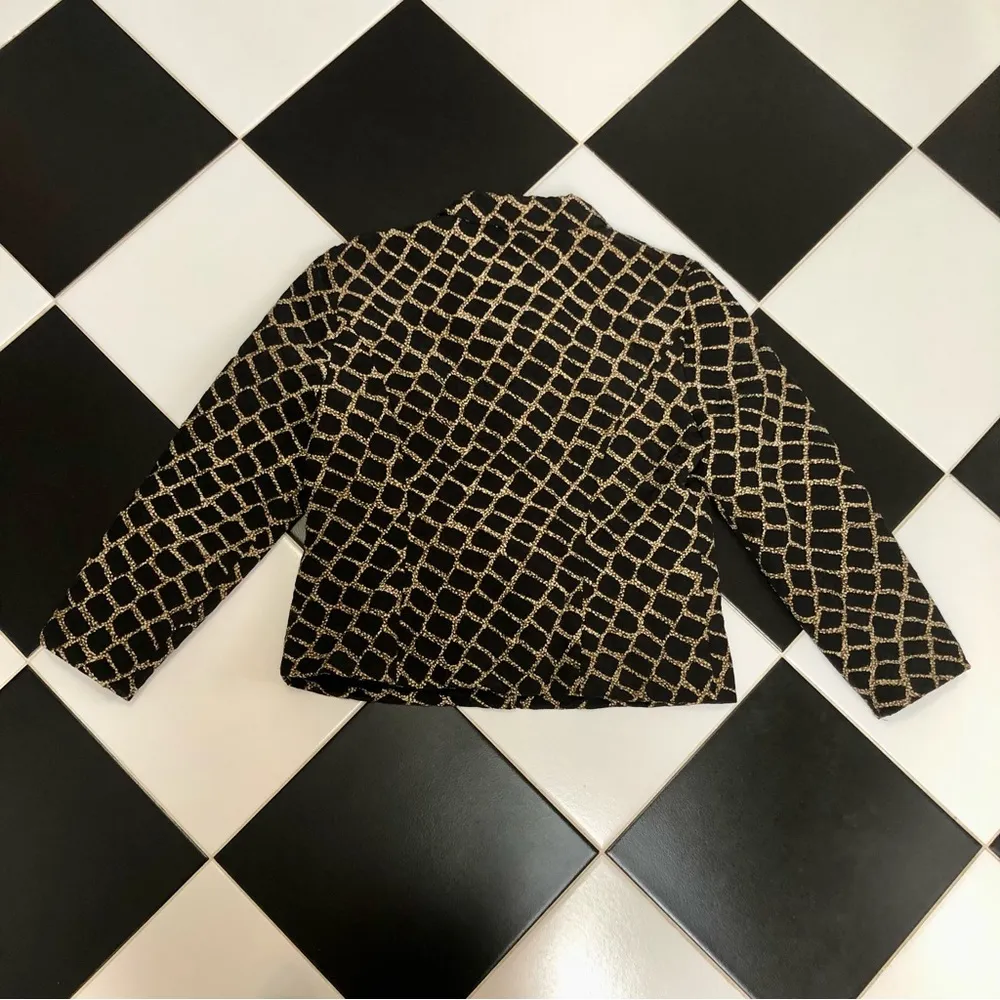 Vintage 90s  Quilted Silk Blazer Jacket Zip Up Chain Pattern AOP 12 - Image 3