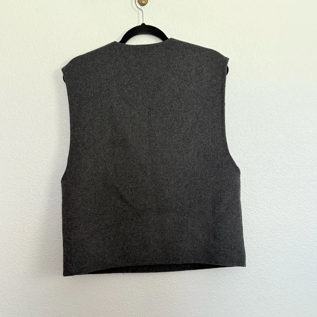 Zara Wool Blend Vest in Dark Gray XS - Image 5