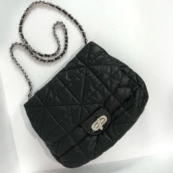 Chico's Quilted Puffer Baguette Black Bag - Image 2