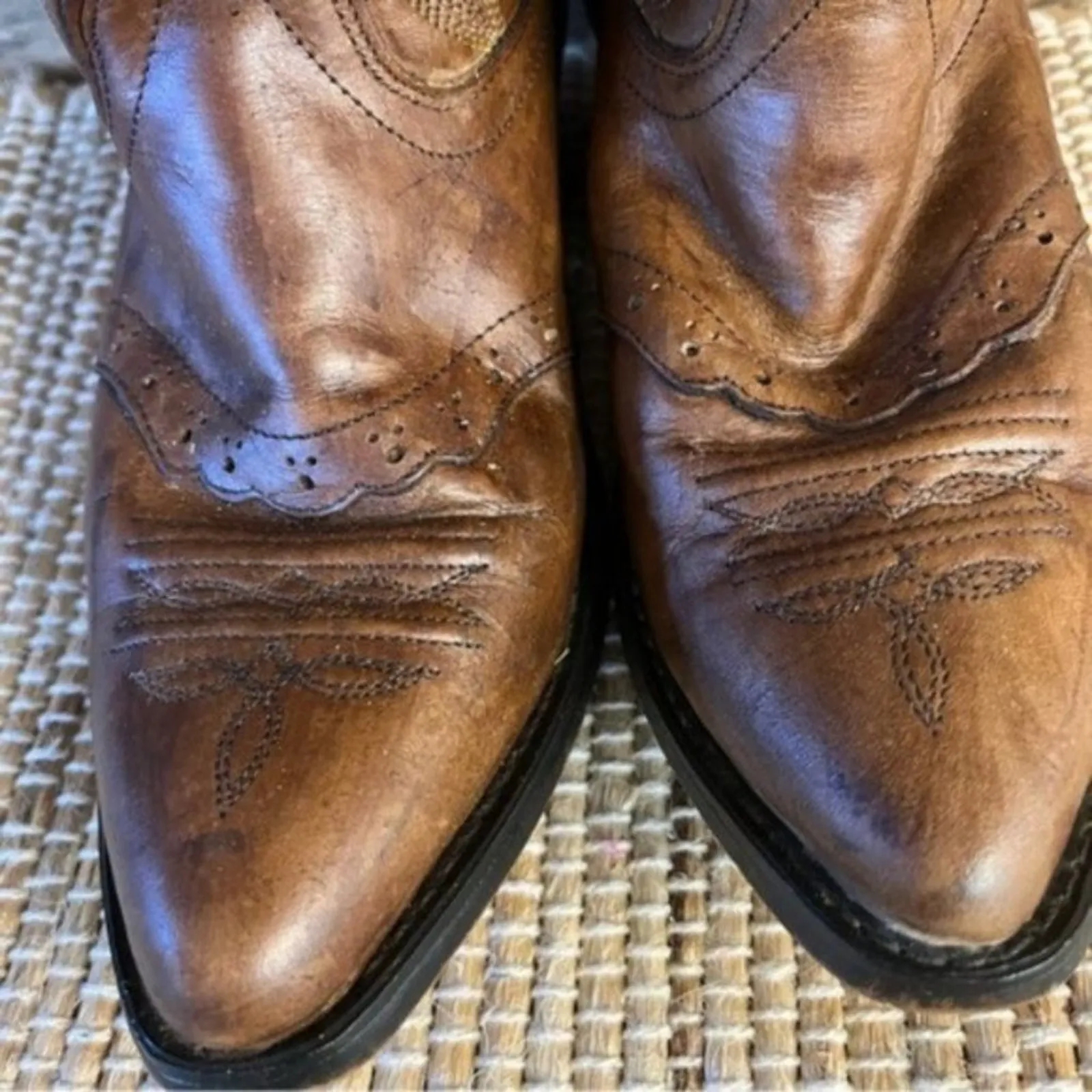 Old West Brown Cowboy Boots Size 5‎ - Image 4