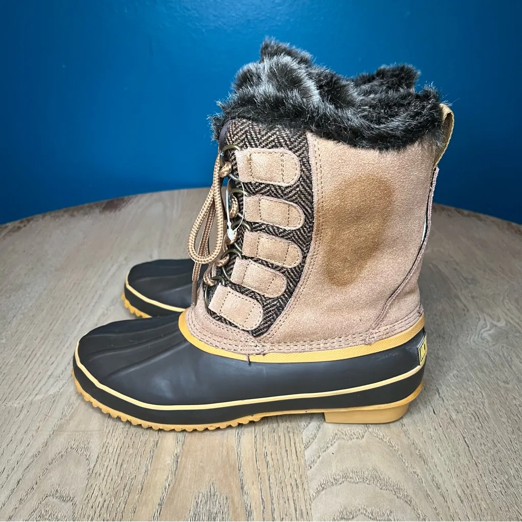 Arctic Plunge Rhonda Faux Fur Lined Suede Duck Boots Winter Waterproof Women’s 8 Brown - Image 4