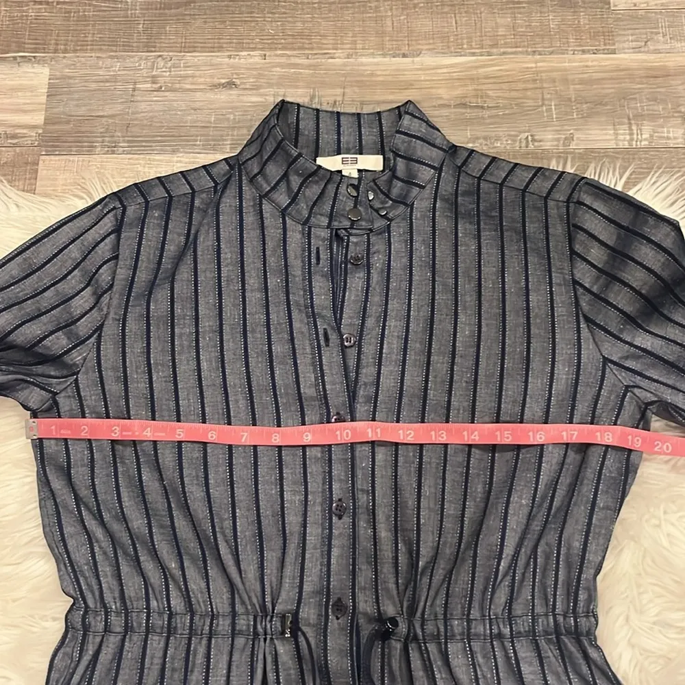 NWOT Etcetera flax linen blend stretch shirt dress navy blue 4 - Image 8