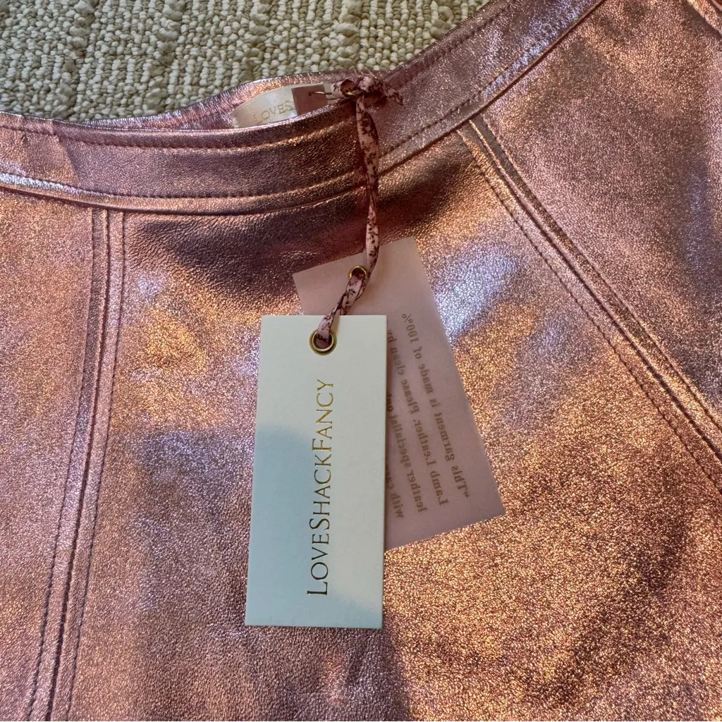 NWT Love Shack Fancy metallic pink mini skirt - Image 5