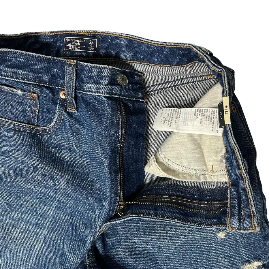 ABERCROMBIE & FITCH Blue Jeans High Rise Mom Jean Curve Love Size 27 4 NEW NWT - Image 6