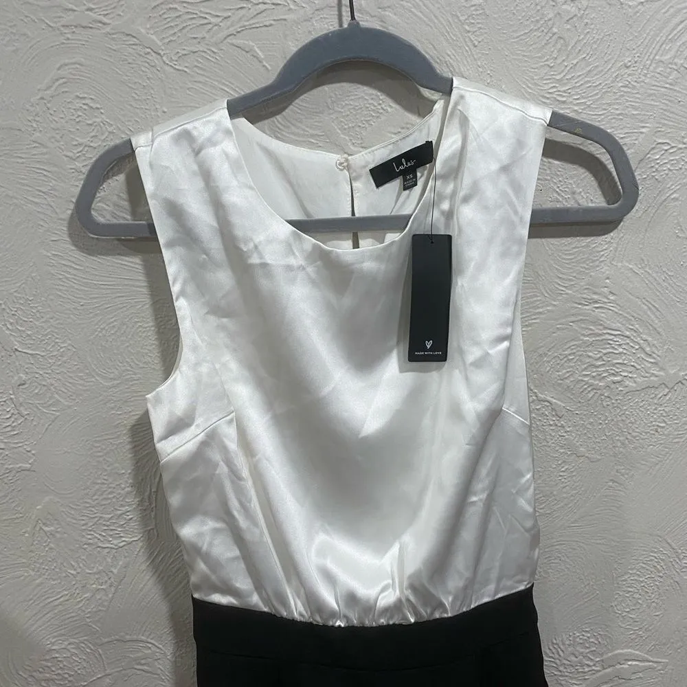 NWT Lulus Delightfully Refined Black & White Color Block Jumpsuit size XS - Image 2