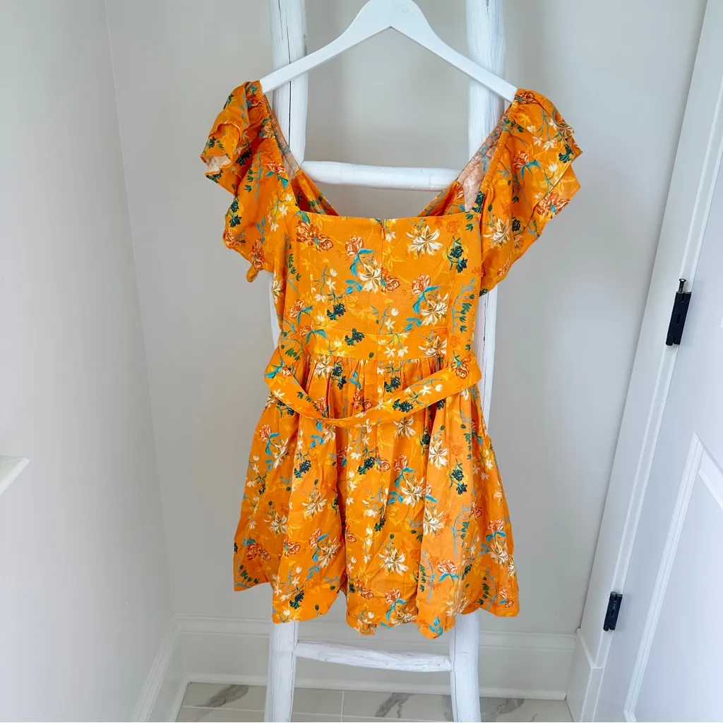 SOLID & STRIPED The Renata cutout orange floral-print linen-blend mini dress - Image 5