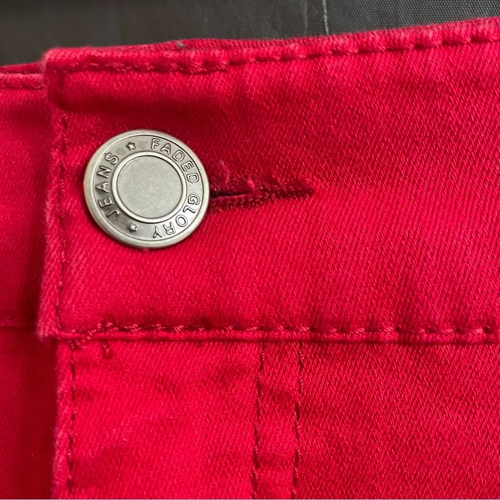 Faded Glory Women's 26W Red Flare Leg Jeans Sparkly Holidays Casual Party - Image 3