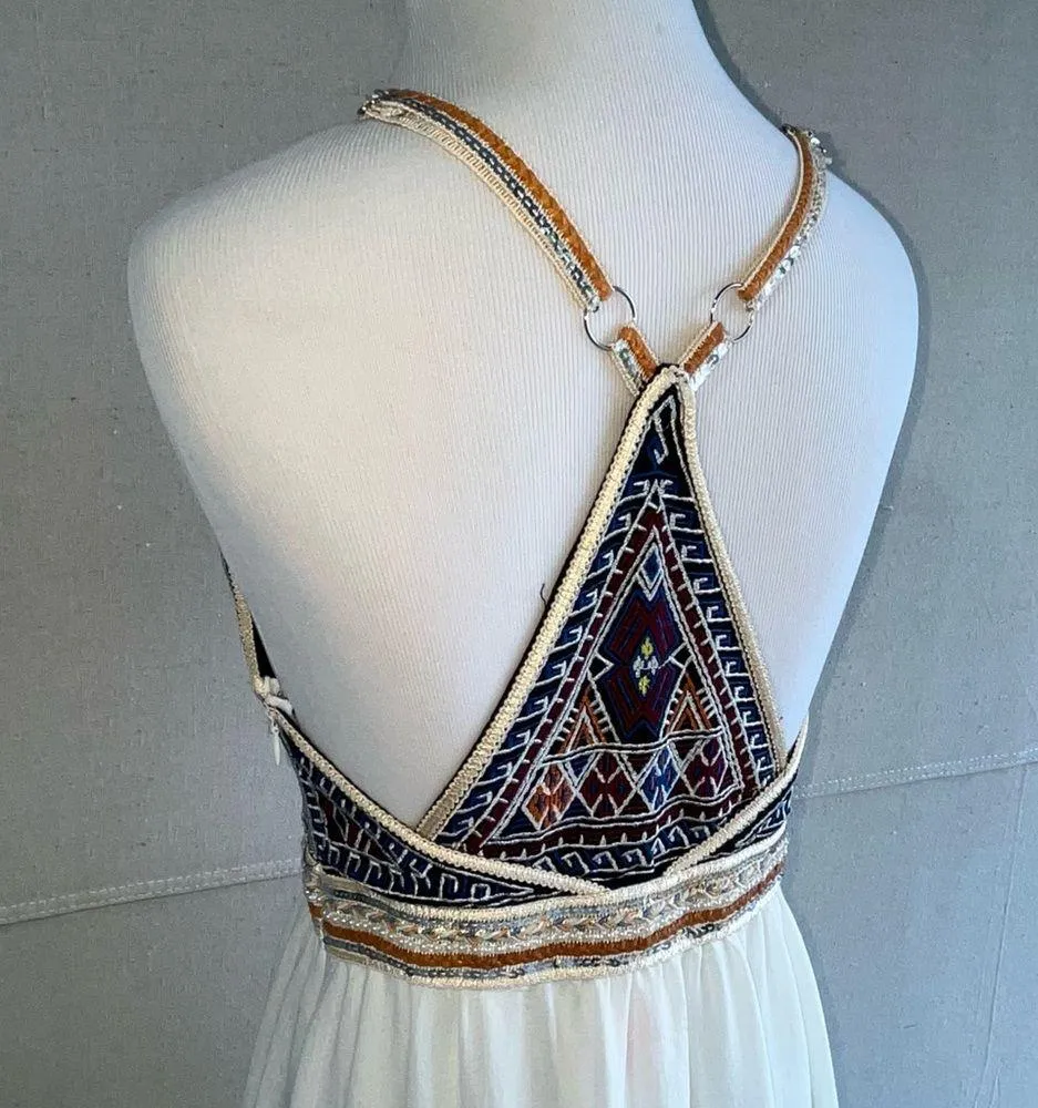 L'ATISTE NWT S Sleeveless Strap
V-neck Boho Embroidered Summer Dress Womens - Image 8