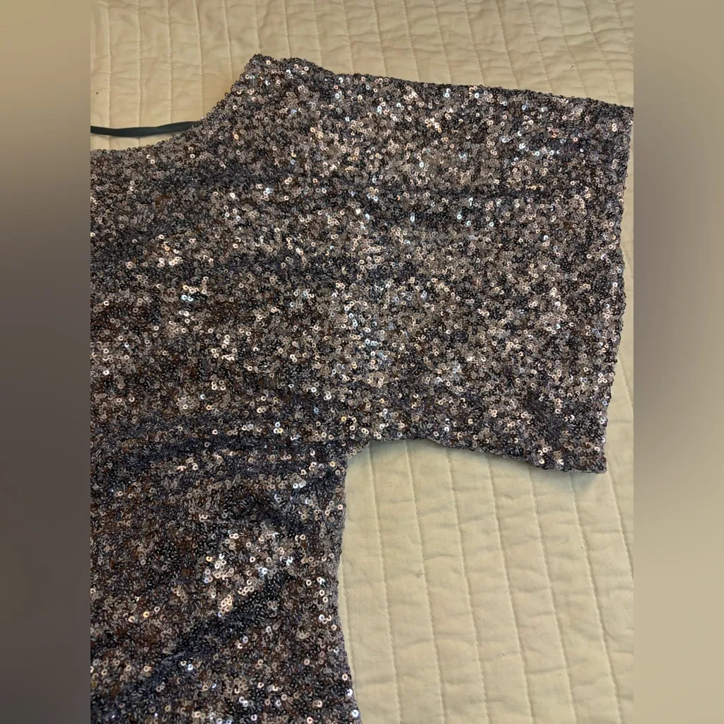 Zara sequin  silver cowl back mini party dress - Image 4