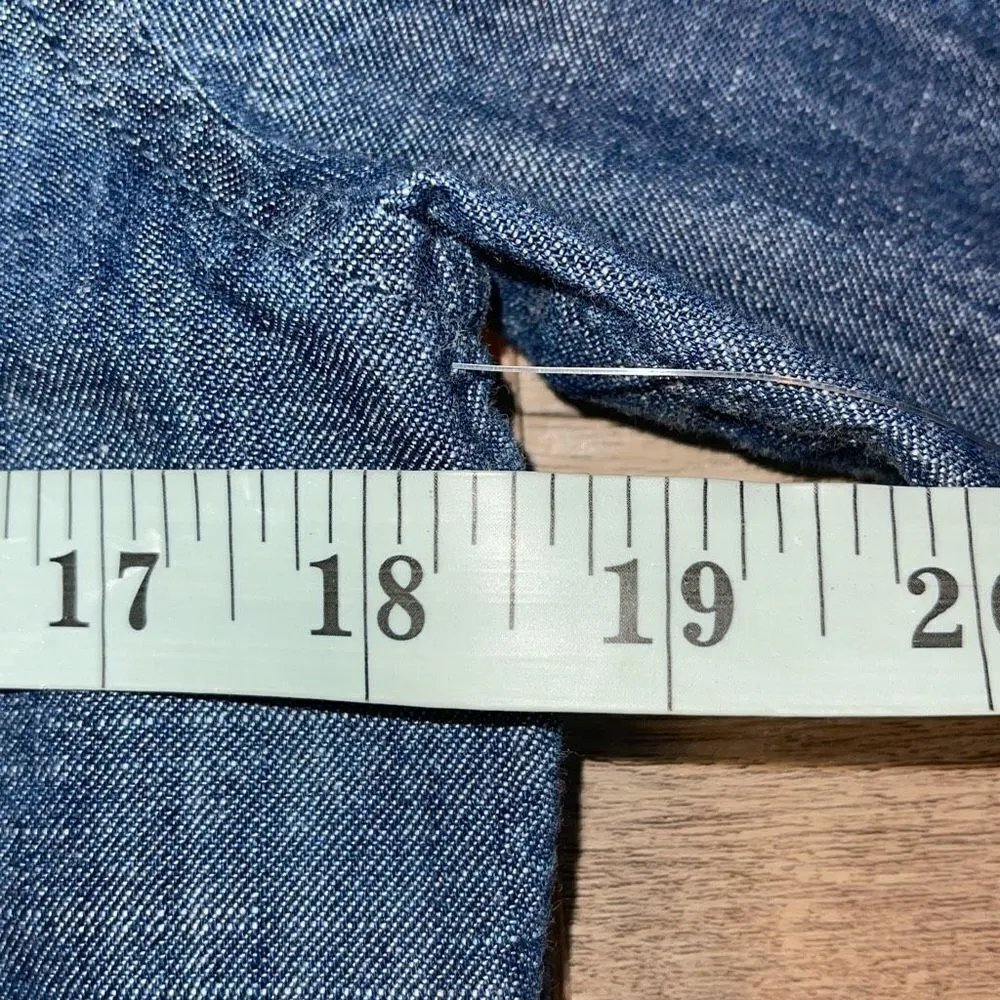 1901 Womens Chambray‎ Ruffled Long Sleeve Blouse Blue Size Small - Image 7