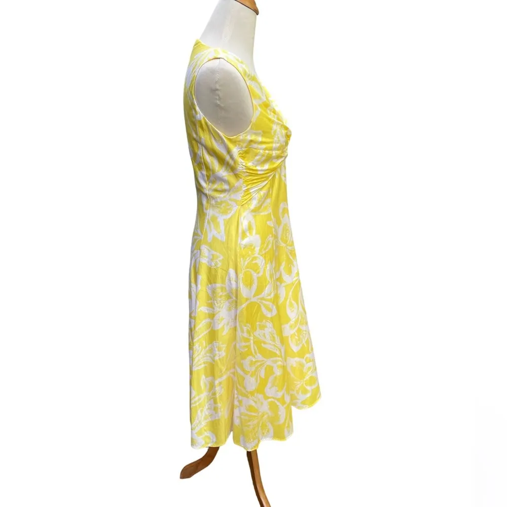 Jones New York Sunshine Yellow A-Line MIDI Dress Size 4 Great Spring Dress - Image 3