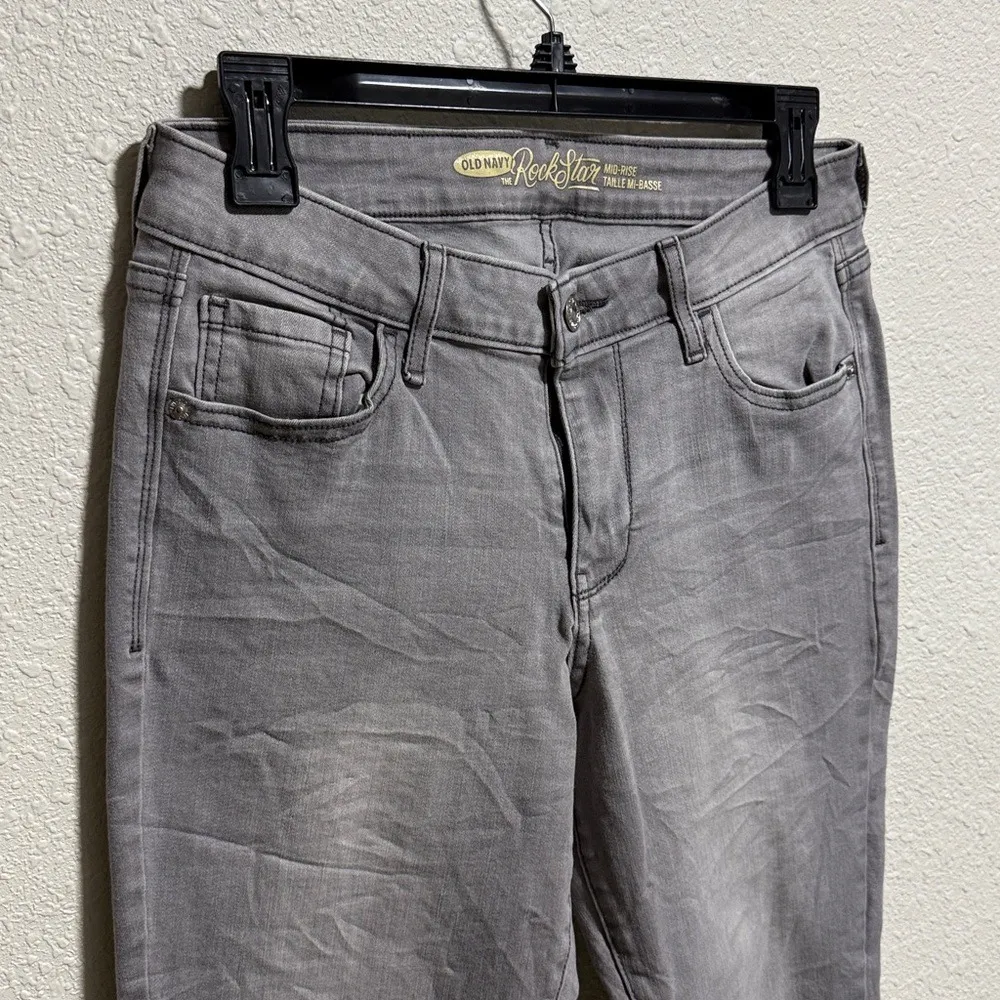 Old Navy Rockstar Womens Gray Mid Rise Skinny Jeans Size 10‎ Regular - Image 7