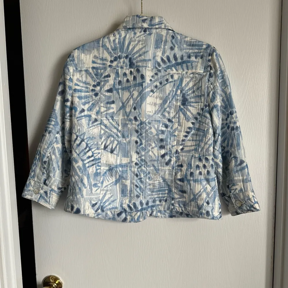 Ruby Rd. Blue and White Textured Jacket M Size M - Image 2