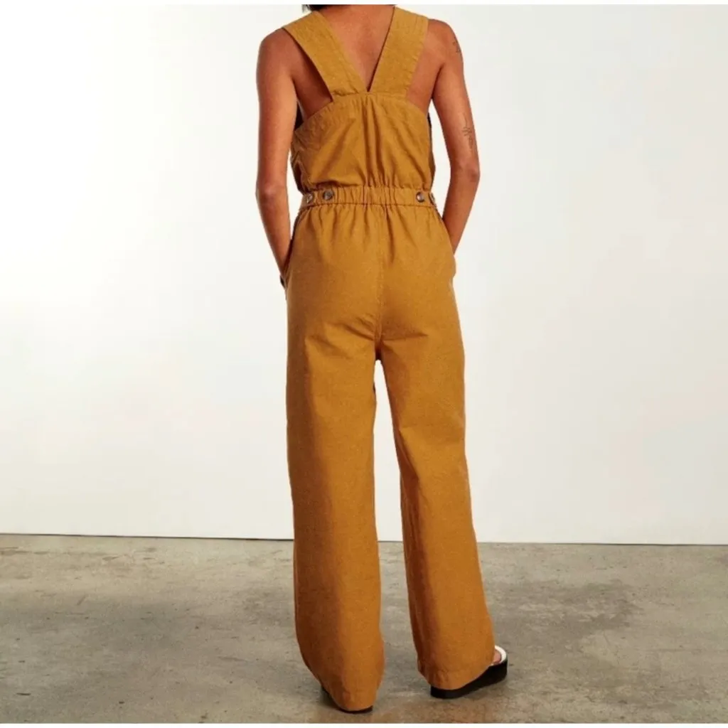 Everlane The Fatigue Apron Jumpsuit Size 4 Wide-Leg Fit Amber Gold - Image 2