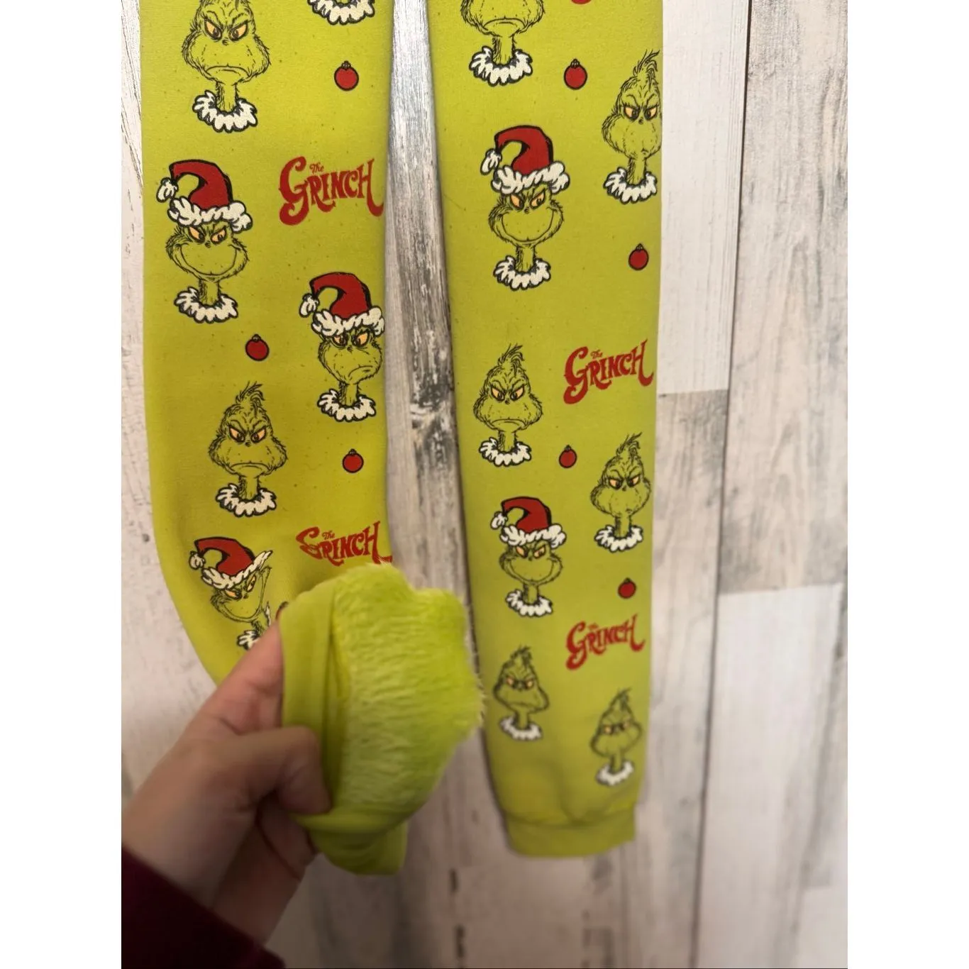 The Grinch Christmas Jogger leggings Green Fleece Unisex S/M Holiday - Image 4