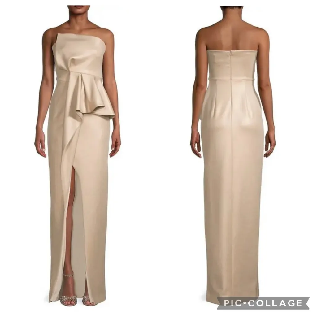 Black Halo Eve By Laurel Berman Jonas Strapless Gown Golden Dust 0 - Image 2