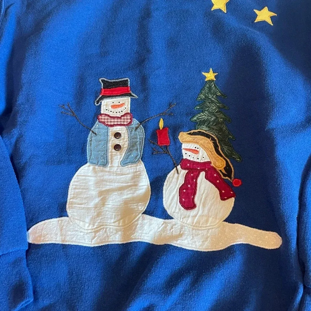 Vintage snowman 90s y2k sweater Blue - Image 2