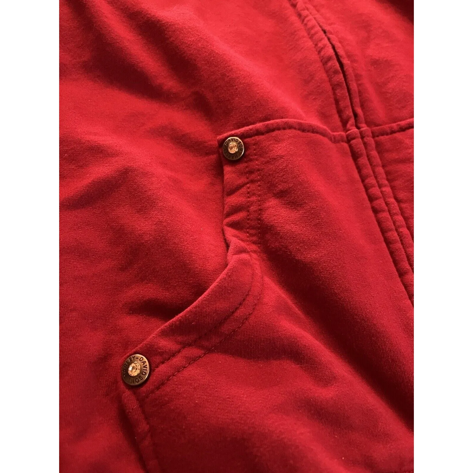 Harley Davidson Women’s Hoodie, Red With Black Embroidered Sequins, Zip Medium - Image 2