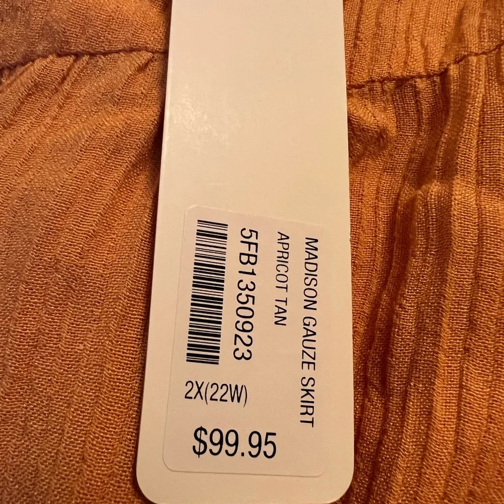 Apricot Tan Orange Madison Gauze Long Maxi Skirt NWT 2X 22W - Image 8