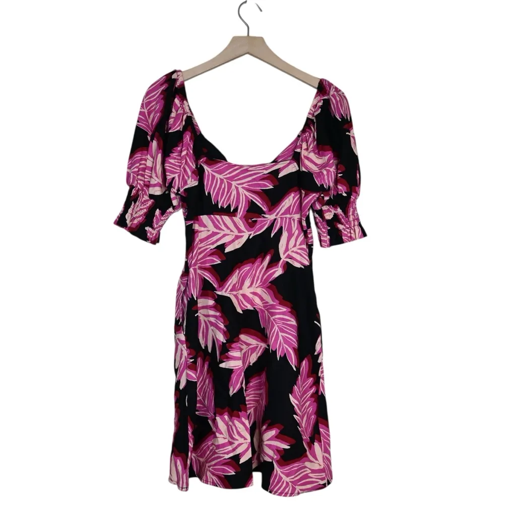 Who What Wear Women's XS Tropical Puff Sleeve Linen Dress - Image 4