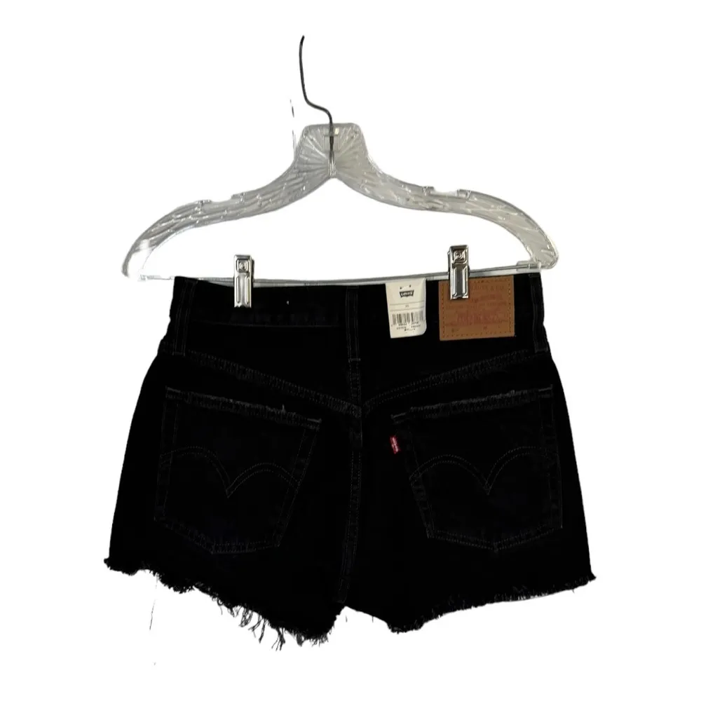 Levi’s 501 Black Distressed High Rise Raw Hem Denim Jean Shorts Size 26 New - Image 3