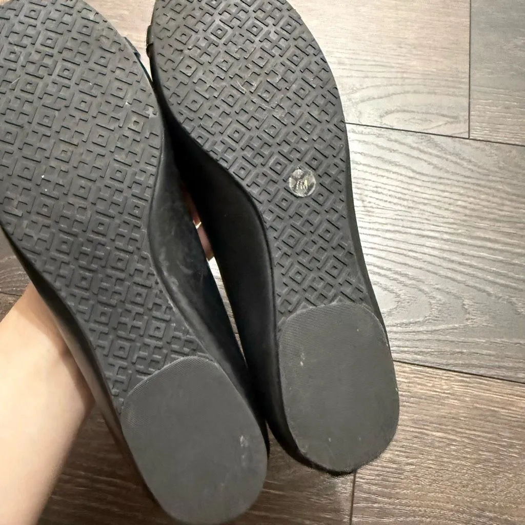 Tory Burch Women’s 7 Black Gabriel Flats Logo - Image 4