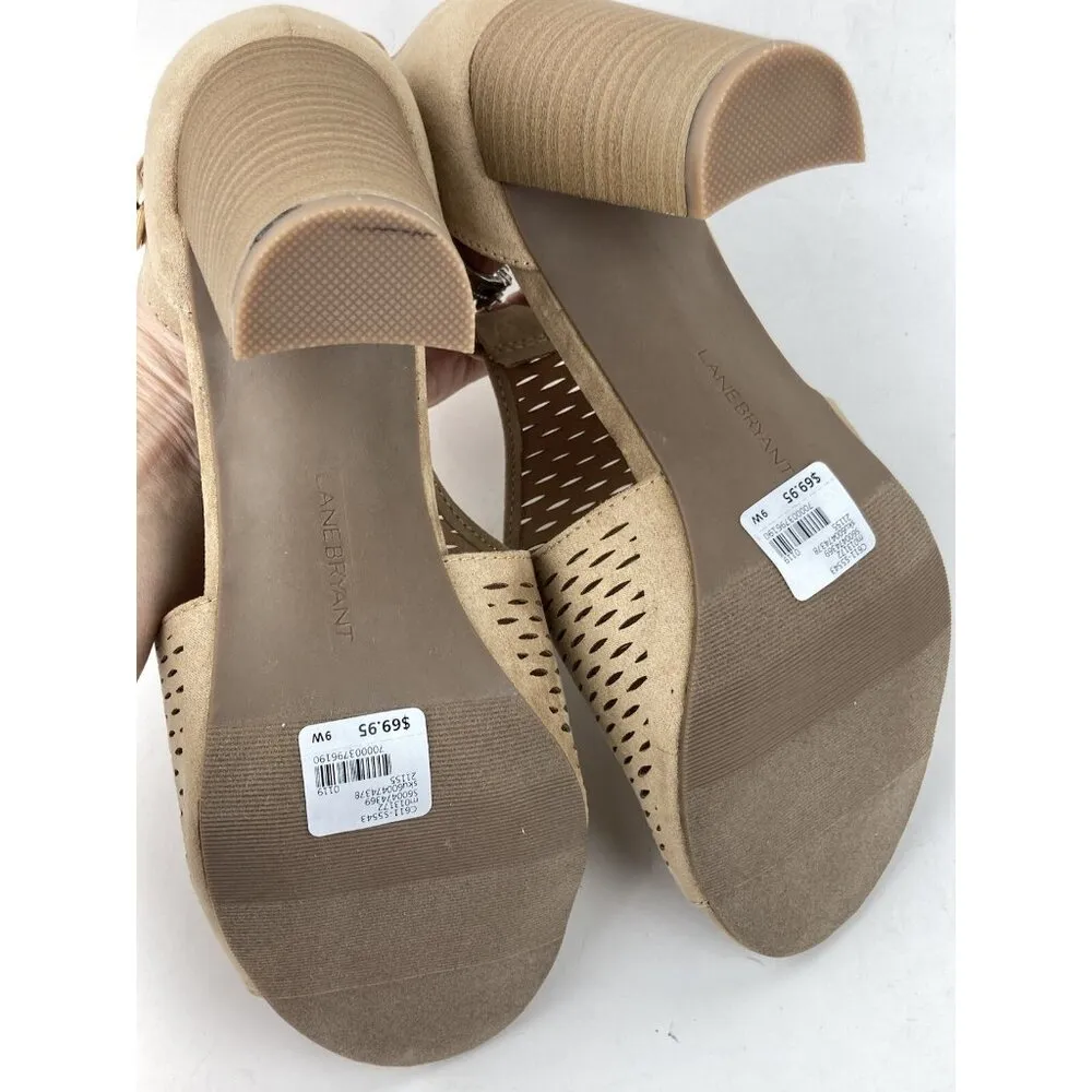 *New Lane Bryant Palamino Tan Peep Toe Booties Womens 9W Laser Cut Ankle Strap - Image 15