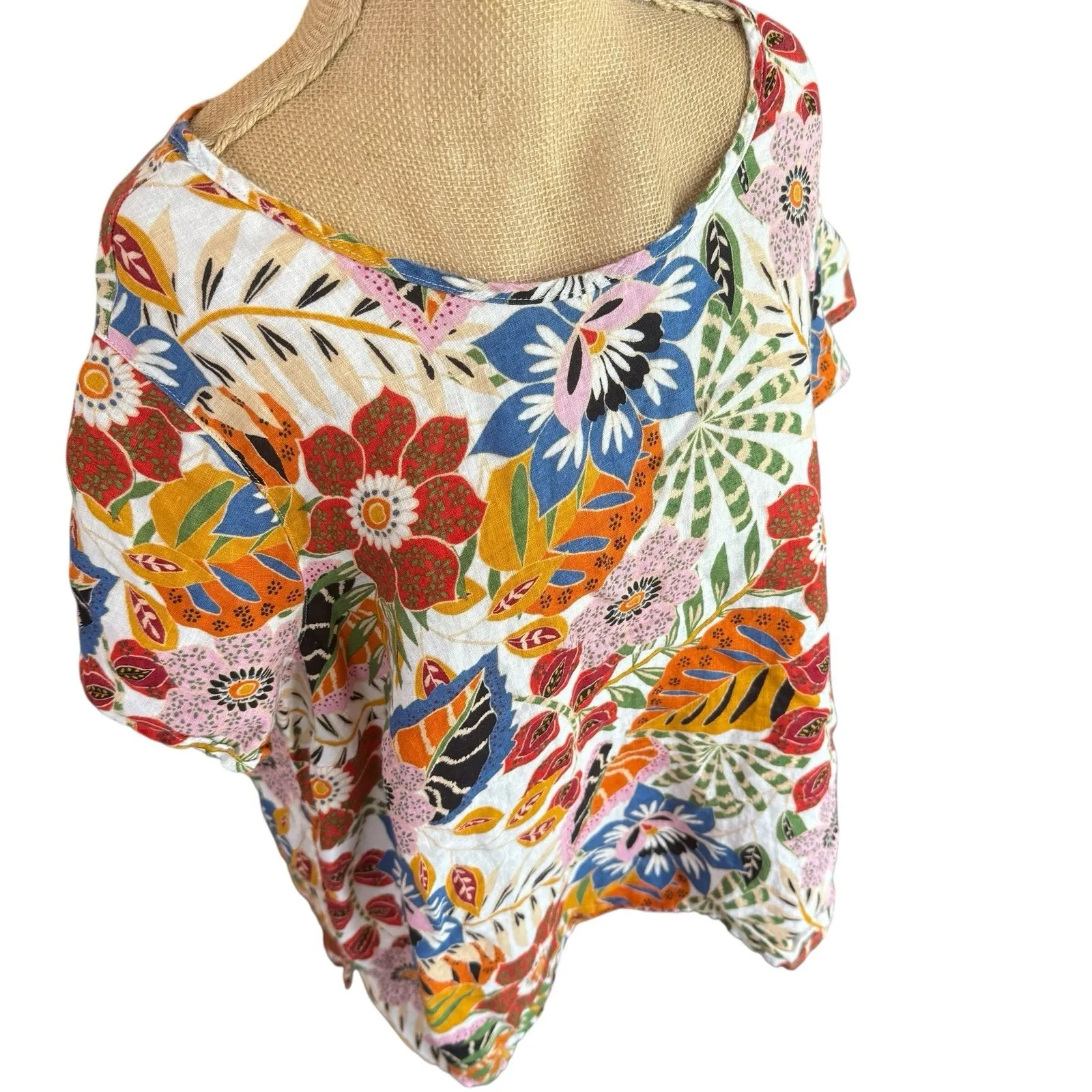 C&C California Positively Curvy Women's Tropical Tunic‎ Top 100% Linen 1X - Image 3