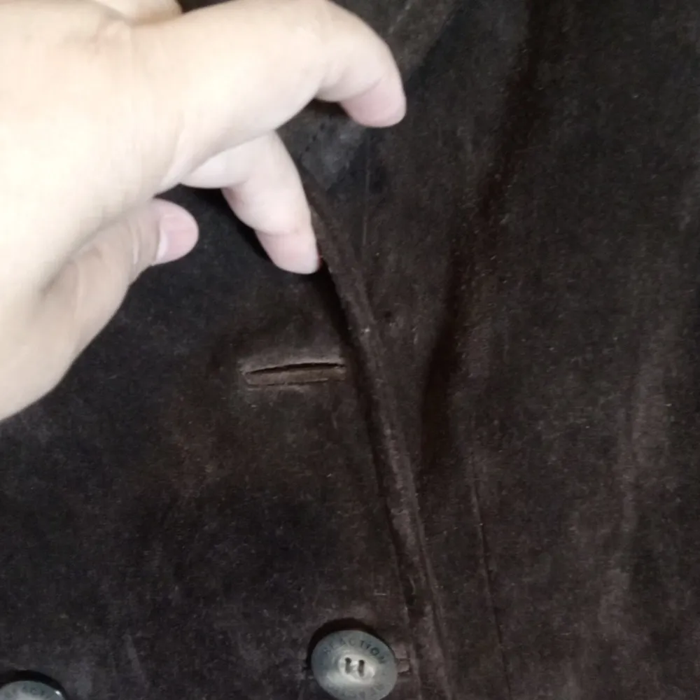 Kenneth Cole Reaction Chocolate Brown Leather Acadamia Y2k Jacket Small - Image 3