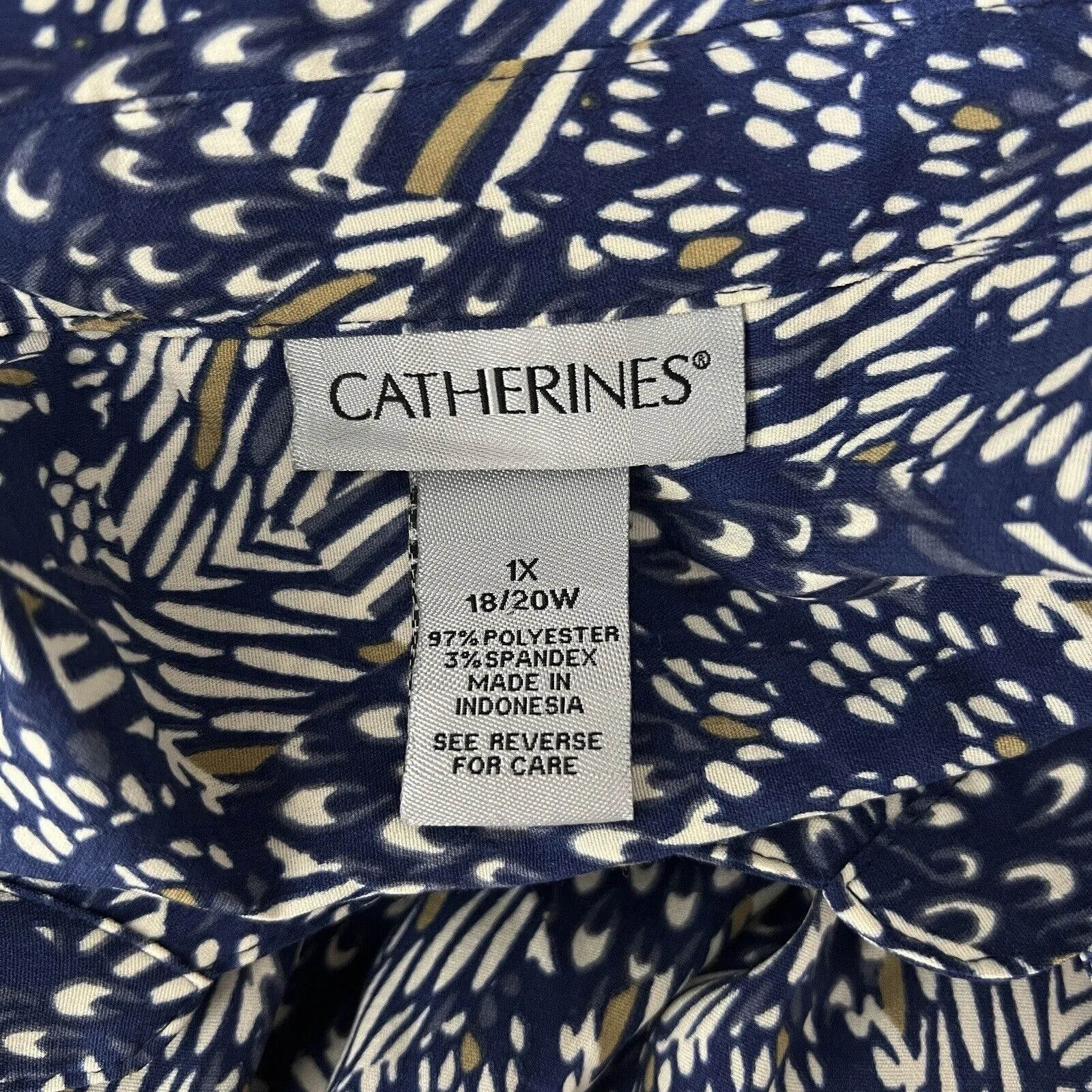 Catherines Shirt Womens‎ 1X Blue White Button Up Everyday Basic Office Casual - Image 7