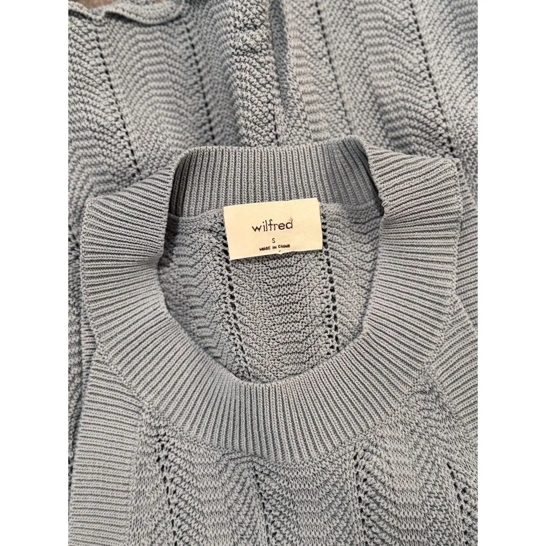 Aritzia Wilfred Women Top Blue Crochet Halter Tank Cropped Stretch Y2K Small - Image 4