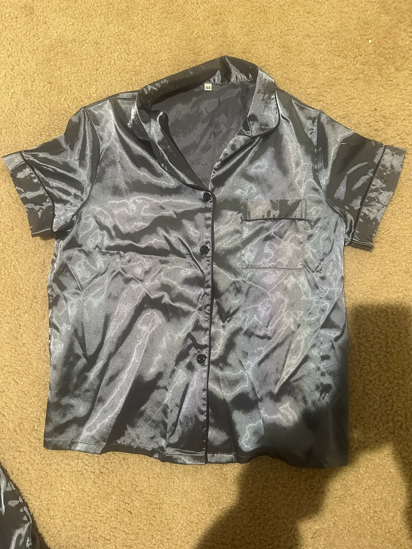 Grey Silk Pajama Set Gray - Image 2