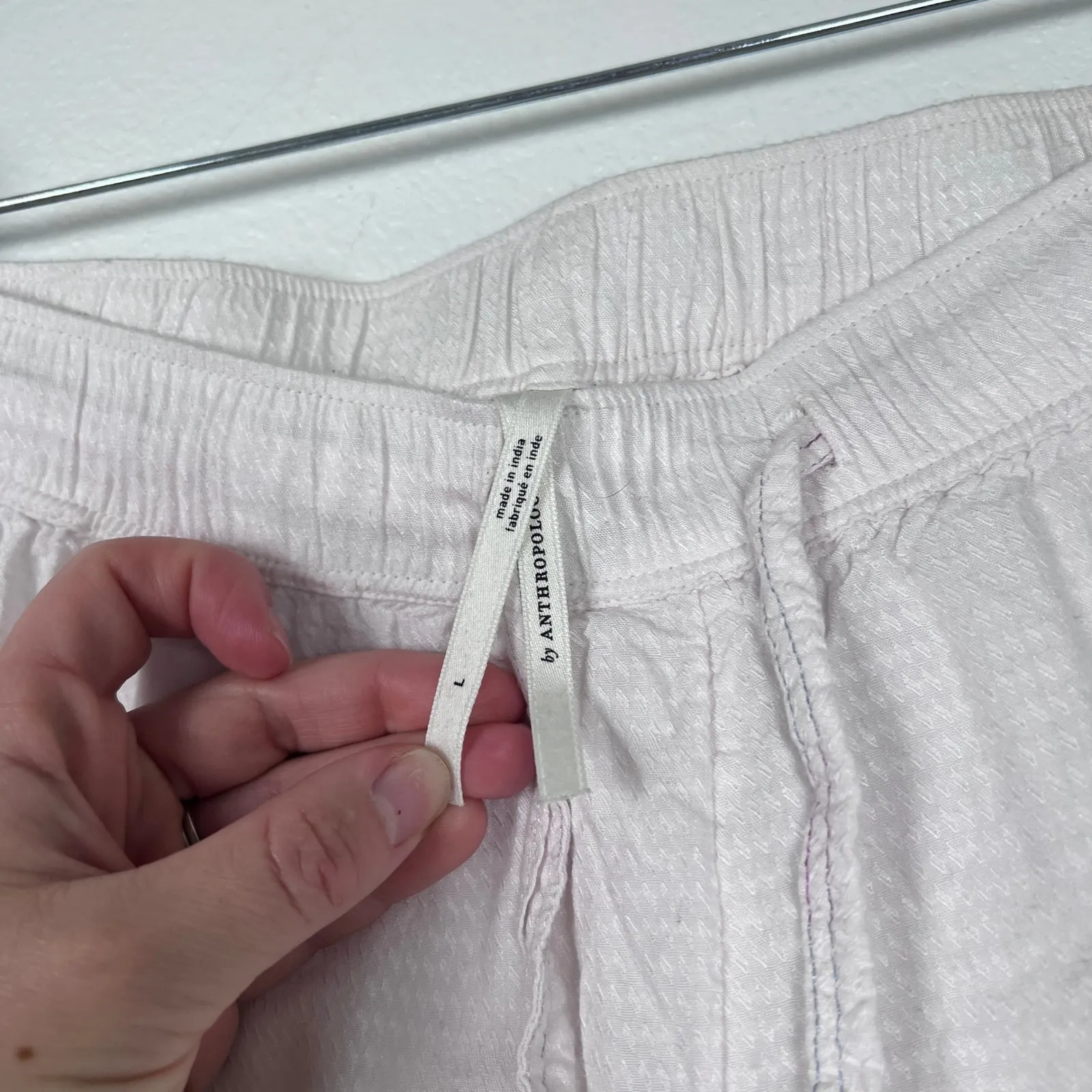 Anthropologie Women's Pennbrooke Embroidered Sleep Pant White Sz L - Image 5