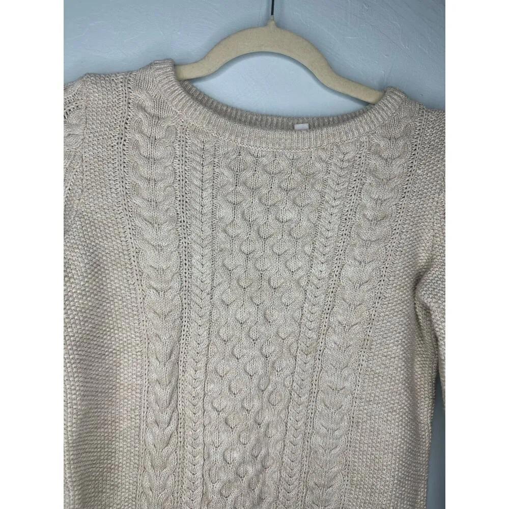 Gap For Good Crewneck Cotton Sweater Size Small Neutral Cable Knit Fisherman - Image 2