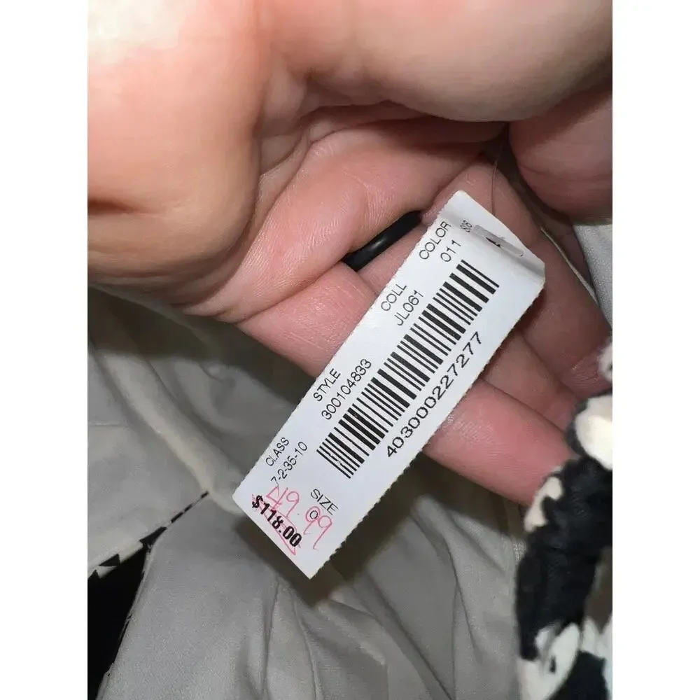 NWT White House Black Market Halter Dress 0 Black & White Leaf Print Knee Length - Image 3