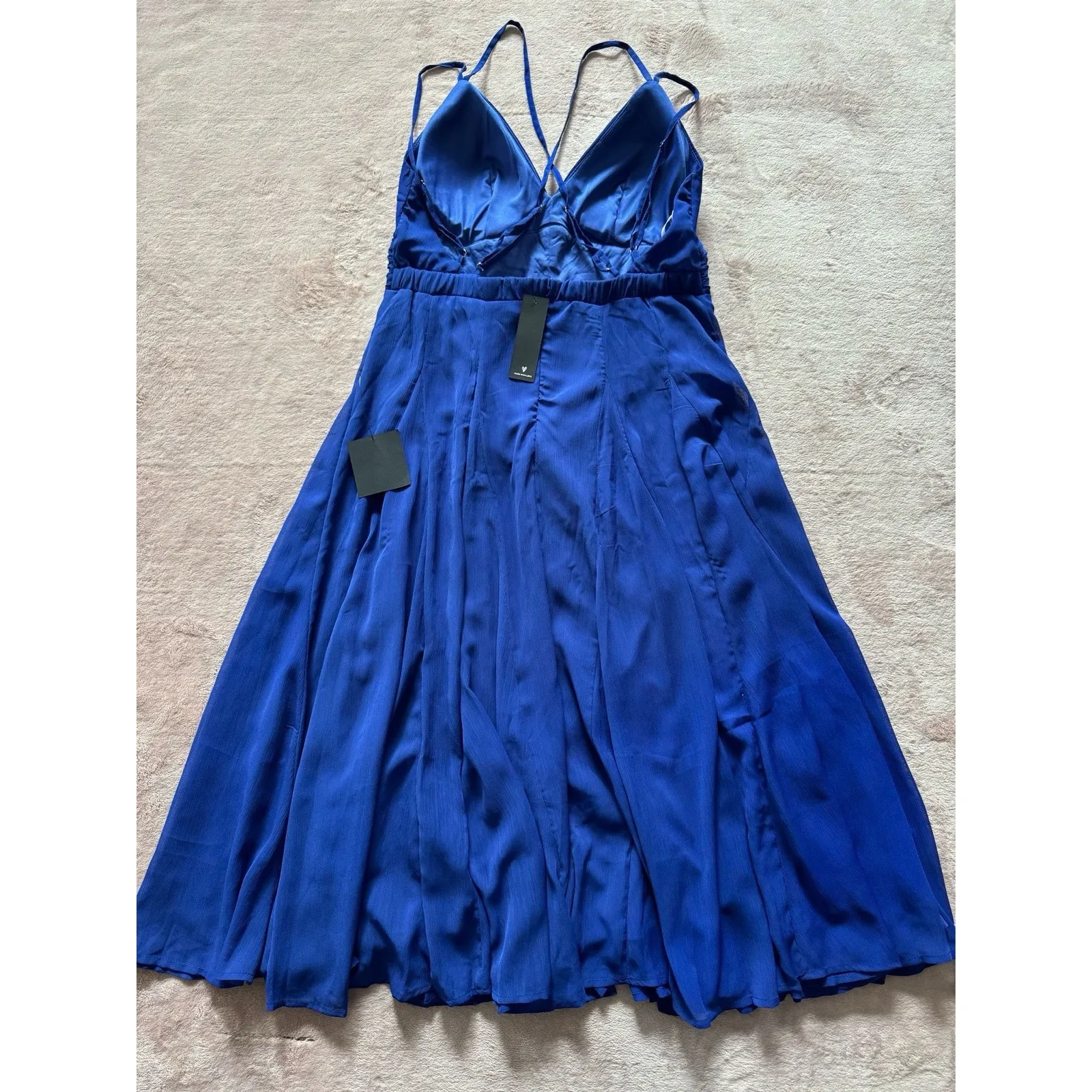 Lulus‎ Womens Vivacious Aura Cobalt Blue Chiffon Backless Midi Dress Sz XL NWT - Image 6