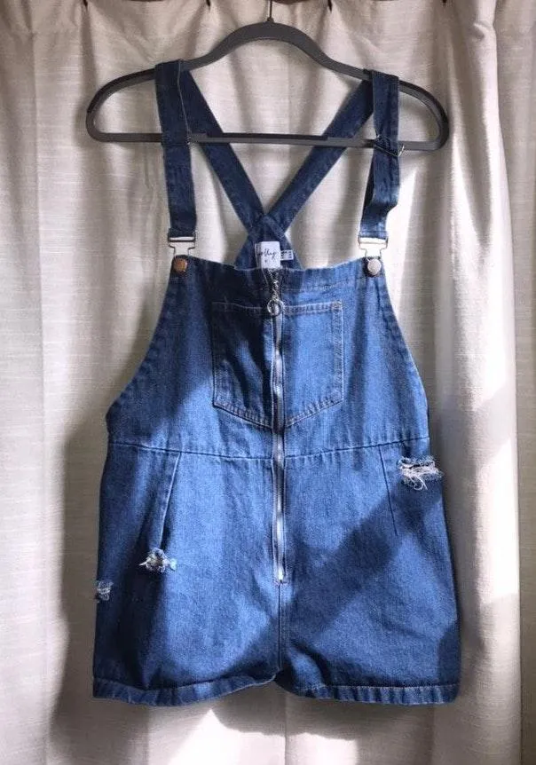 Princess Polly Distressed Denim Short Overalls - Image 5