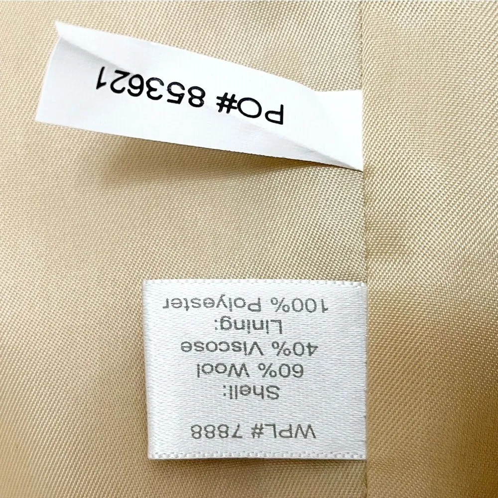 Boston Proper Wool Double Breasted Mid Length Belted Overcoat Camel Tan Size 4 - Image 9