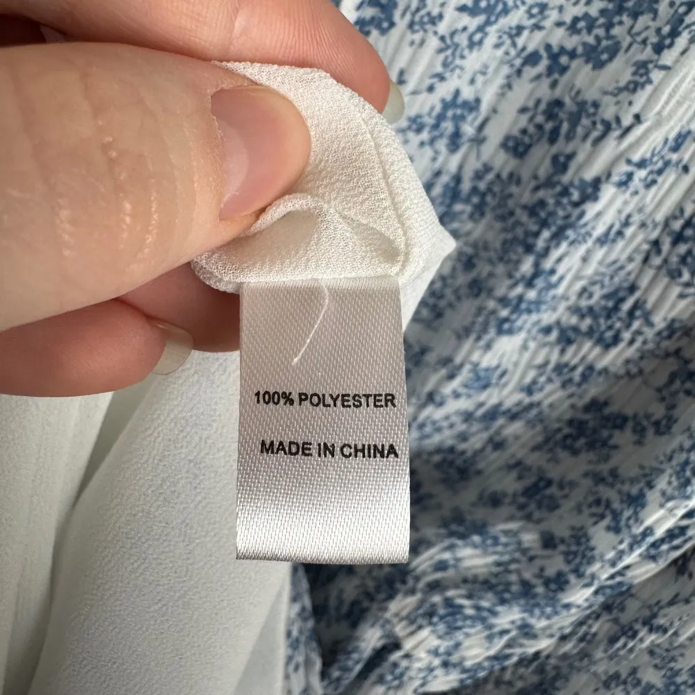 Madison Marcus Floral Print Tiered Mini Dress Sz M Long Sleeve Cottagecore Flowy - Image 6