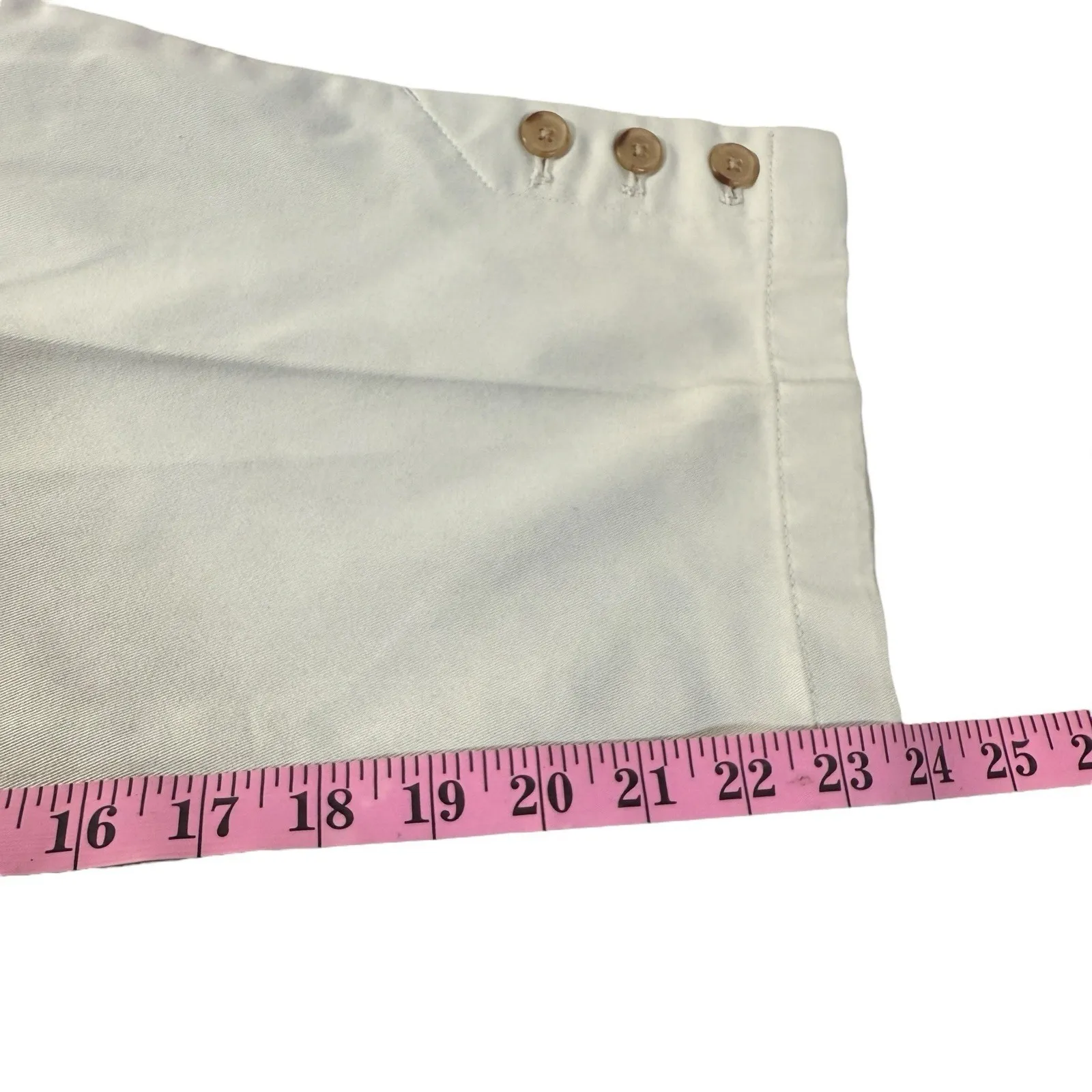 Lands' End Women's 14 Beige Cotton Blend Button Hem Pull On Back Cropped‎ Pants - Image 4