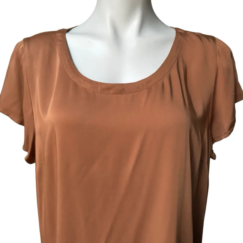 NWT PURE JILL J JILL Lenzing Ecovero Short Sleeve Top in Saffron, Sz L Brown Size L - Image 8