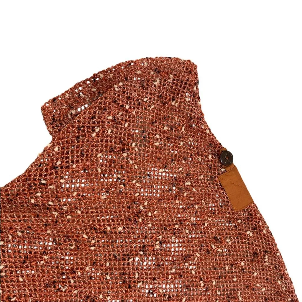 Vintage Katie Todd Open Weave Statement Button Asymmetrical Cardigan Orange Size L - Image 5