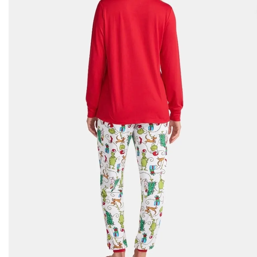 The Grinch PJ Set for Women Holiday Family Pajamas Size M Red Green Christmas Size M - Image 5