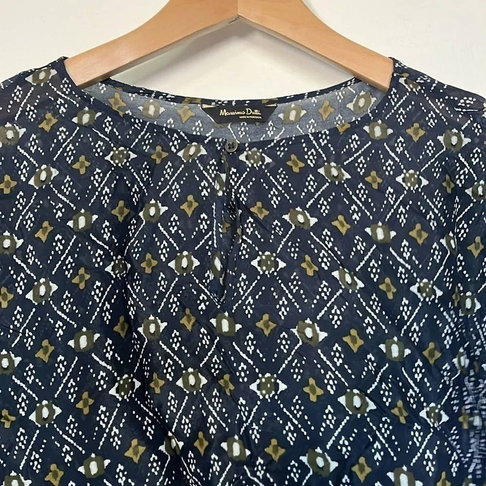 Massimo Dutti‎ black printed top blouse Size small - Image 4