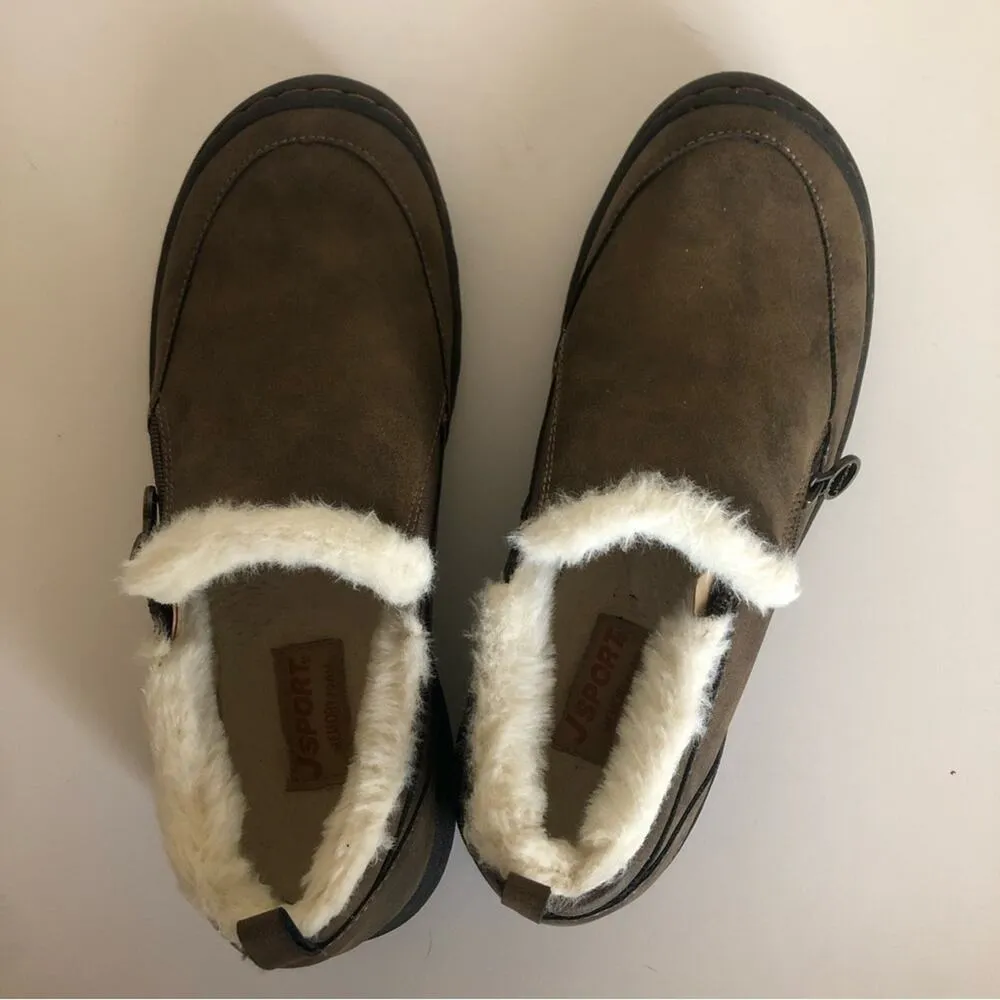 Jambu JSPORT Elenor Slip On Vegan Fur Faux Leather Memory Foam All Terrain Shoes Brown Size 6 - Image 5