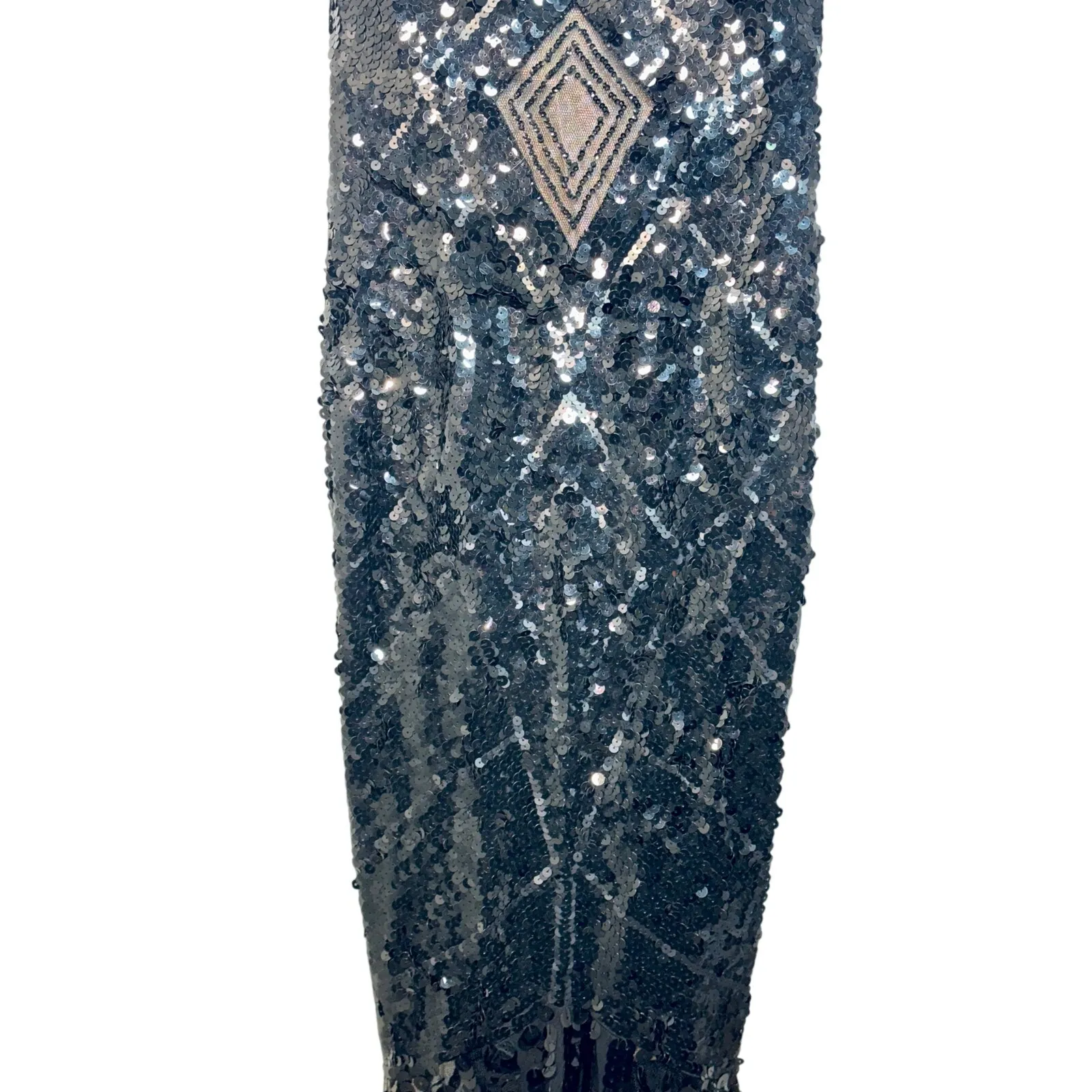 NWT Mandalay Black Sequin High Low Maxi Gown Evening Formal Dress Womens Size 8 - Image 4