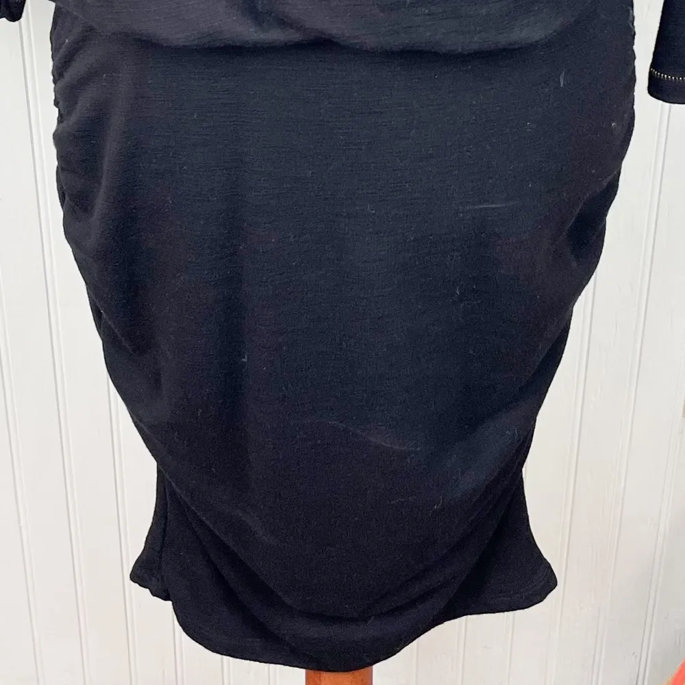 Sundry Women's Ruched Blouson Dress in Black Gold Thread Detail Size 2 Medium - Image 8