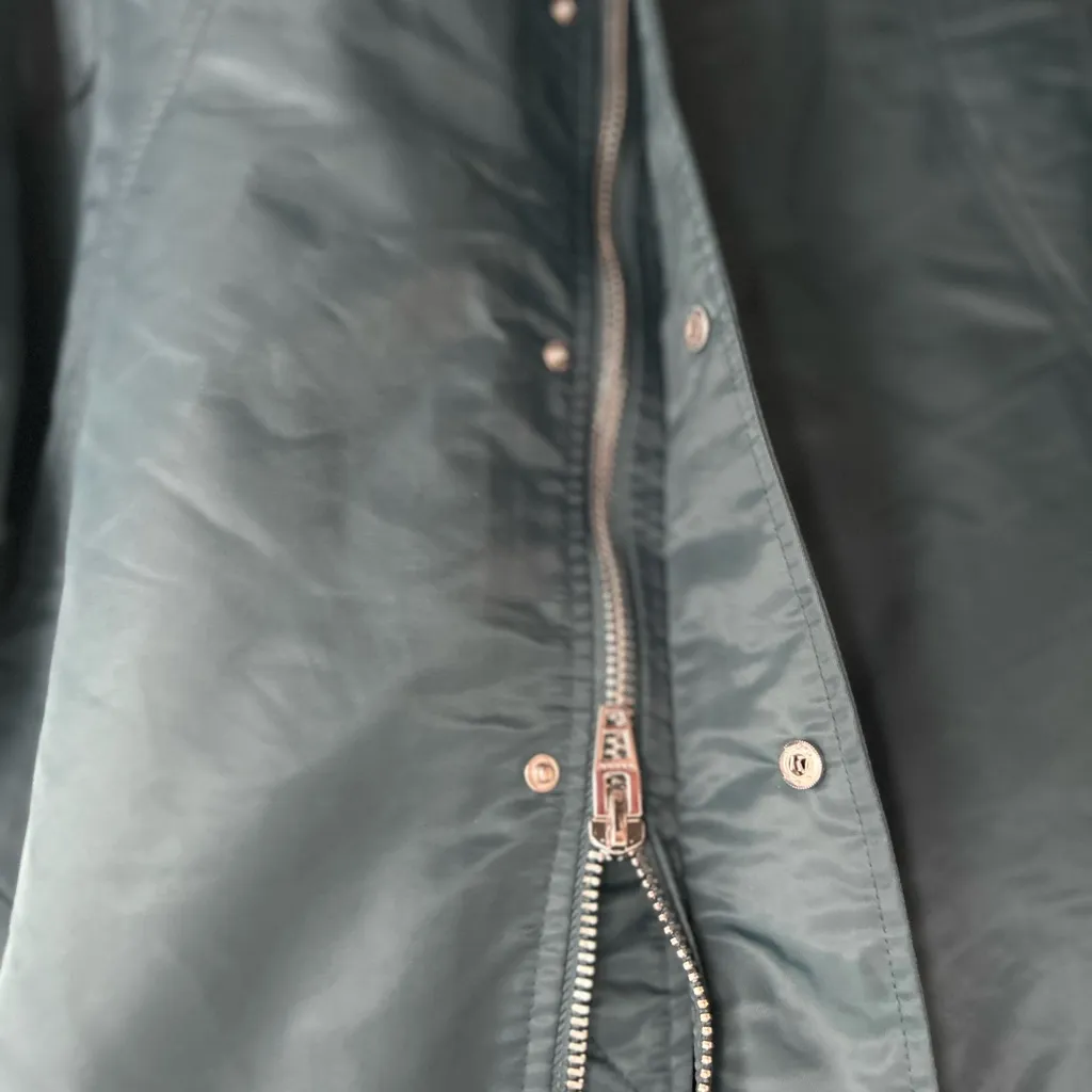 Anthropologie Blank‎ NYC Faux Fur Collar Bomber Jacket Teal Full Zip Small NWT - Image 7